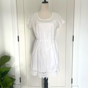 Merona- White Lace Trim Dress- women’s medium